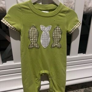 Green Fish Pattern Kids One Piece